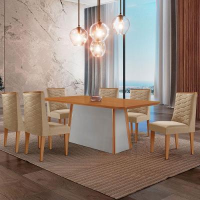 Mesa De Jantar Diane 180cm Tampo Mdf Lam 6 Cadeiras Safira Moderna Turim 07 Naturale Off White