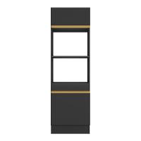 Paneleiro 2 Portas 63cm Com Rodapé Para Forno E Microondas Veneza Multimóveis V2116 Preto/dourado Preto/dourado - 2