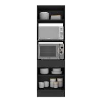 Paneleiro 2 Portas 63cm Com Rodapé Para Forno E Microondas Veneza Multimóveis V2116 Preto/dourado Preto/dourado - 3