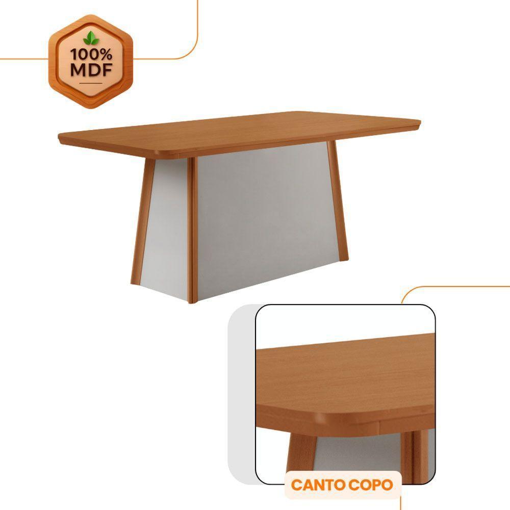 Mesa De Jantar Diane 180cm Tampo Mdf Lam 6 Cadeiras Safira Moderna Veludo Creme Naturale Off White - 5