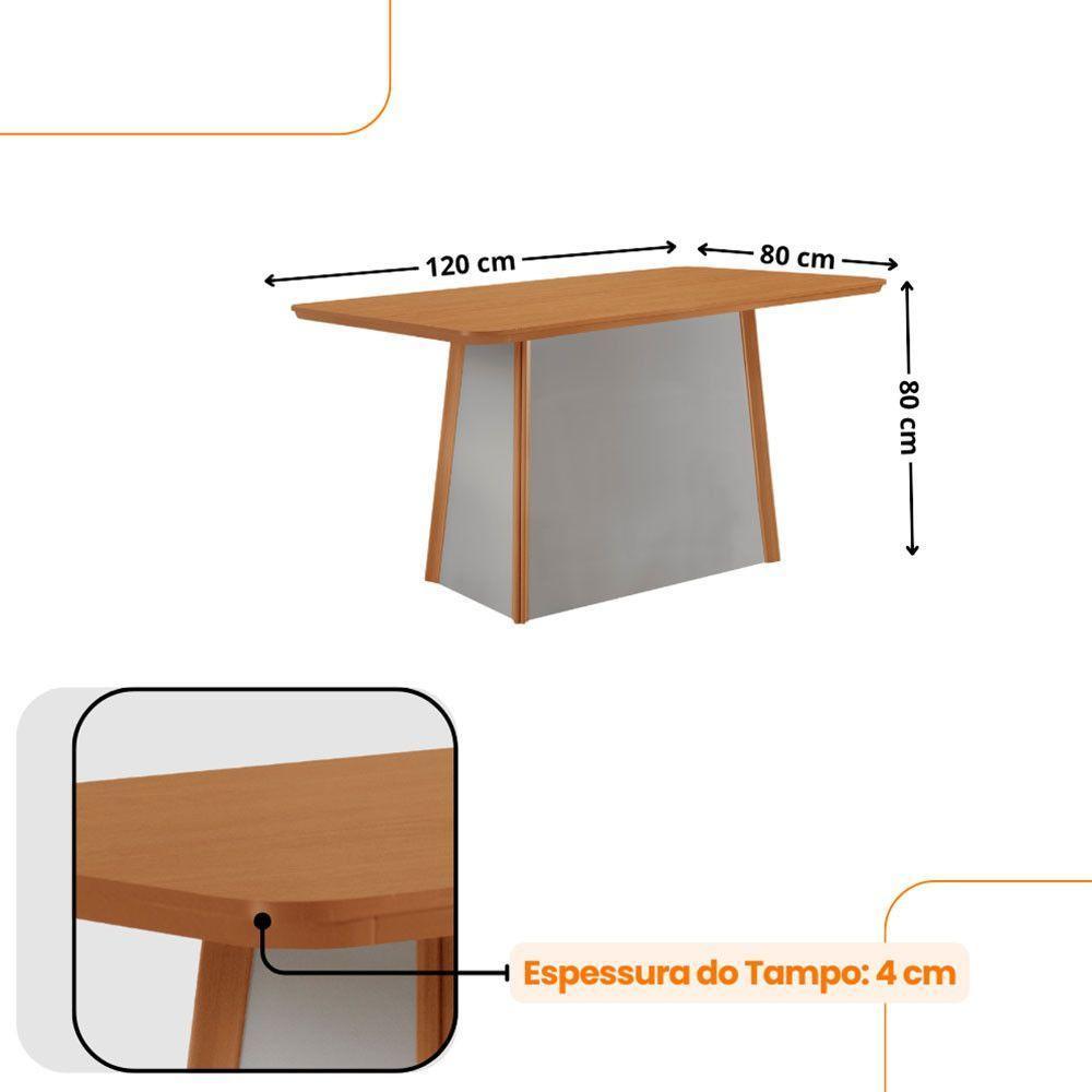 Mesa Jantar Diane 120cm Tampo Mdf Lam 4 Cadeiras Copper Pre Moderna Veludo Marrom Naturalle Off White - 4