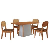 Mesa Jantar Diane 120cm Tampo Mdf Lam 4 Cadeiras Copper Pre Moderna Veludo Marrom Naturalle Off White - 2