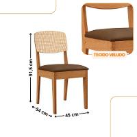 Mesa Jantar Diane 120cm Tampo Mdf Vidro 4 Cadeiras Copper Prem Moderna Veludo Marrom Off White Naturale Serigrafia - 3