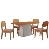 Mesa Jantar Diane 120cm Tampo Mdf Lam 4 Cadeiras Copper Pre Moderna Linho Capuccino Naturale Off White - 2