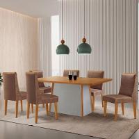 Mesa De Jantar Diane 180cm Tampo Mdf Lam 6 Cadeiras Lisboa Moderna Tork Naturale Off White - 1