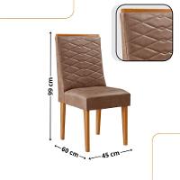 Mesa De Jantar Diane 180cm Tampo Mdf Vidro 6 Cadeiras Safira Moderna Tork Naturale Serigrafia Off White - 3