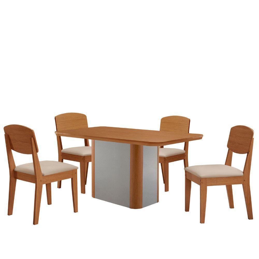 Mesa De Jantar Isadora 120cm Tampo Mdf Laminado Veludo Creme Naturale Off White - 2