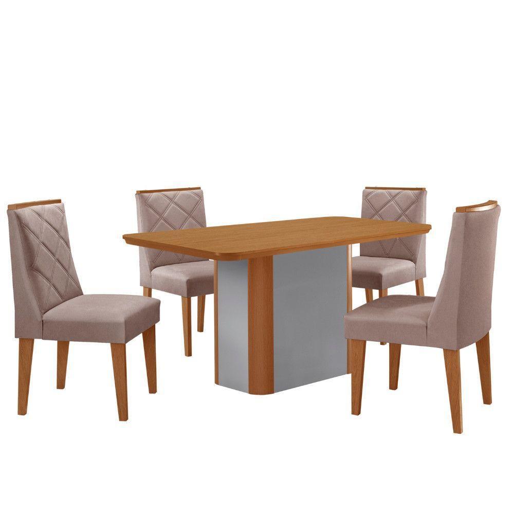 Mesa De Jantar Isadora 120 Tampo Mdf Laminado 4 Cadeiras Isadora Linho Capuccino Naturale Off White - 2