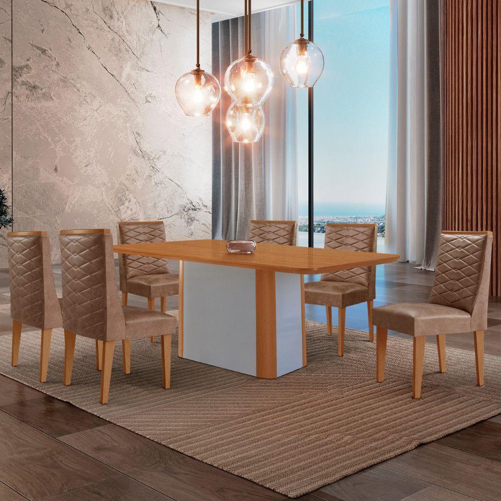 Mesa De Jantar Isadora 180cm Tampo Mdf Laminado Tork Naturale Off White - 1
