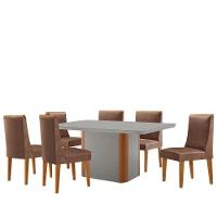 Mesa De Jantar Isadora 180cm Tampo Mdf Vidro Com 6 Cadeiras Tork Naturale Serigrafia Off White - 2