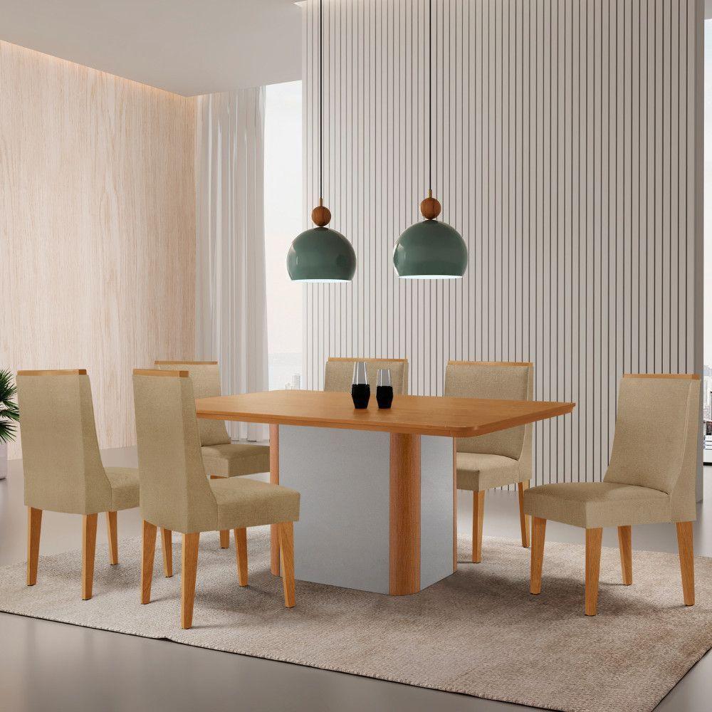 Mesa De Jantar Isadora 180cm Tampo Mdf Laminado Turim 07 Naturale Off White - 1