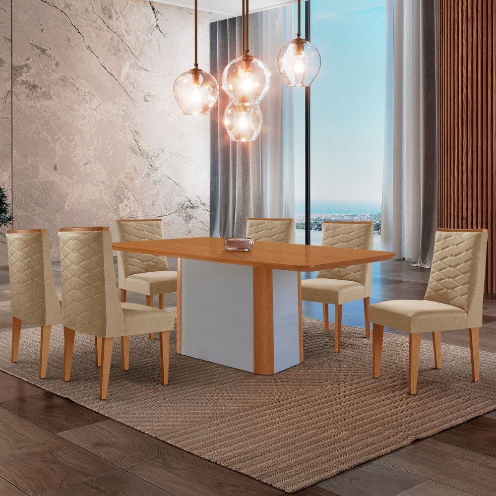 Mesa De Jantar Isadora 180cm Tampo Mdf Laminado Turim 07 Naturale Off White - 1