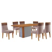 Mesa De Jantar Isadora 180cm Tampo Mdf Laminado 6 Cadeiras Andes Linho Capuccino Tork Naturale Off White - 2