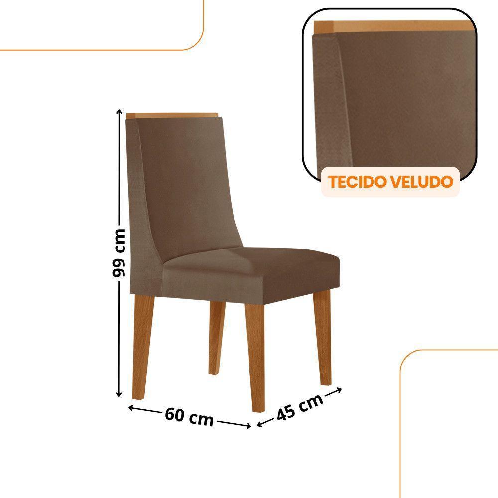 Mesa De Jantar Isadora 120cm Tampo Mdf Vidro Com 4 Cadeiras Veludo Capuccino Off White Naturale Serigrafia - 3