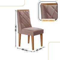 Mesa De Jantar Isadora 120cm Tampo Mdf Vidro Com 4 Cadeiras Linho Capuccino Off Naturale Serigrafia - 3