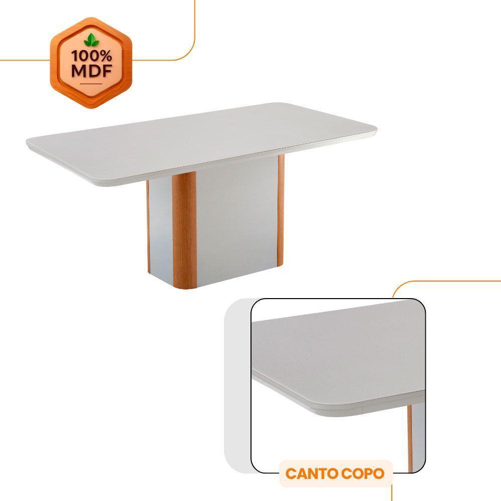 Mesa De Jantar Isadora 180cm Tampo Mdf Vidro Com 6 Cadeiras Turim 07 Naturale Serigrafia Off White - 5
