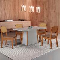 Mesa Jantar Diane 120cm Tampo Mdf Vidro 4 Cadeiras Copper Prem Moderna Tork Naturale Serigrafia Off White - 1