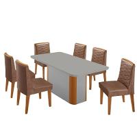 Mesa De Jantar Isadora 180cm Tampo Mdf Vidro Com 6 Cadeiras Tork Naturale Serigrafia Off White - 2