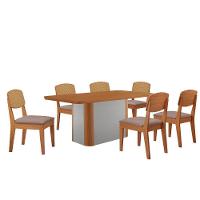 Mesa De Jantar Isadora 180cm Tampo Mdf Laminado Linho Capuccino Naturale Off White - 2