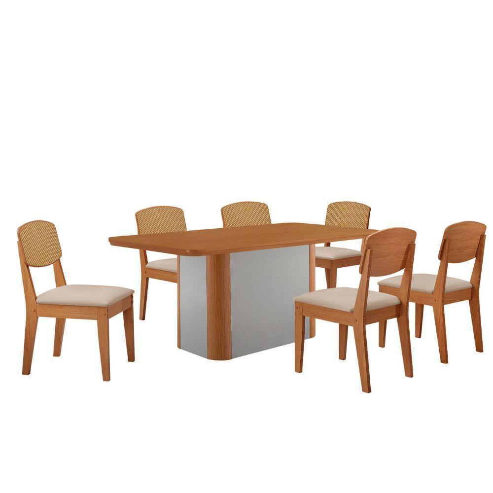 Mesa De Jantar Isadora 180cm Tampo Mdf Laminado Veludo Creme Naturale Off White - 2