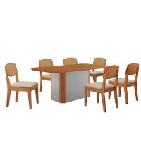 Mesa De Jantar Isadora 180cm Tampo Mdf Laminado Veludo Creme Naturale Off White - 2