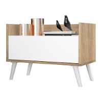 Mesa De Cabeceira 80Cm Retrô Multimóveis V4000 Rustic/Branca Rustic/Branco - 1