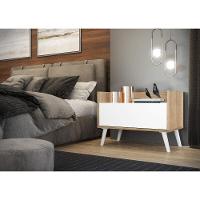 Mesa De Cabeceira 80Cm Retrô Multimóveis V4000 Rustic/Branca Rustic/Branco - 2