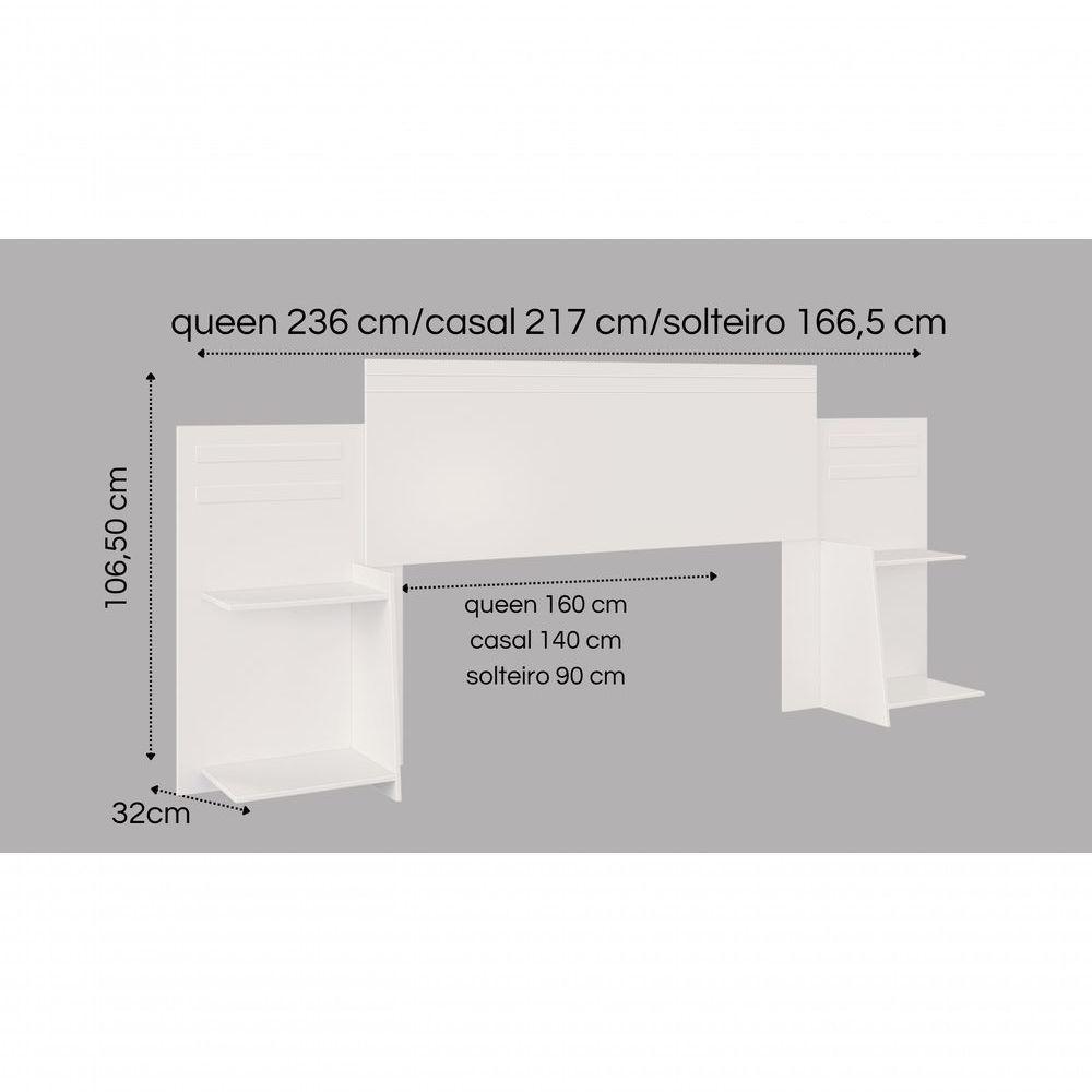 Cabeceira Cama Casal/Queen/Solt: 2 Nichos + Design Ajustável Branco - 2