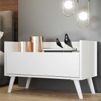 Kit Com 2 Mesas De Cabeceira 80Cm Retrô Multimóveis V4002 Branca Branco - 7