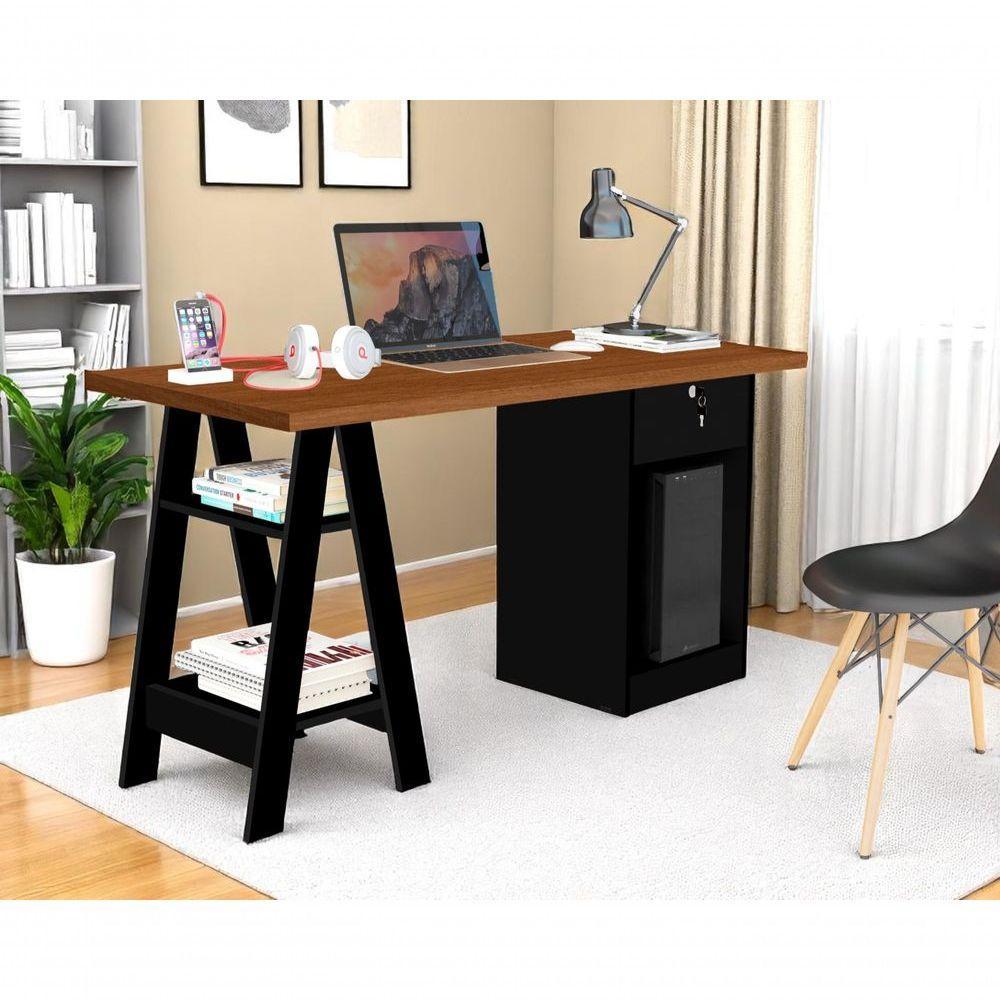 Escrivaninha Para Escritório Ou Quarto Estudos E Computador Preto - 1