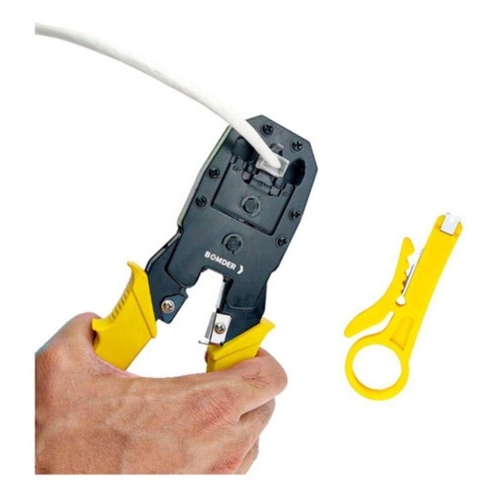 Alicate Crimpar Corte Decapador Cabo De Rede Rj11 Rj12 Rj45 Bom-1703 - 7