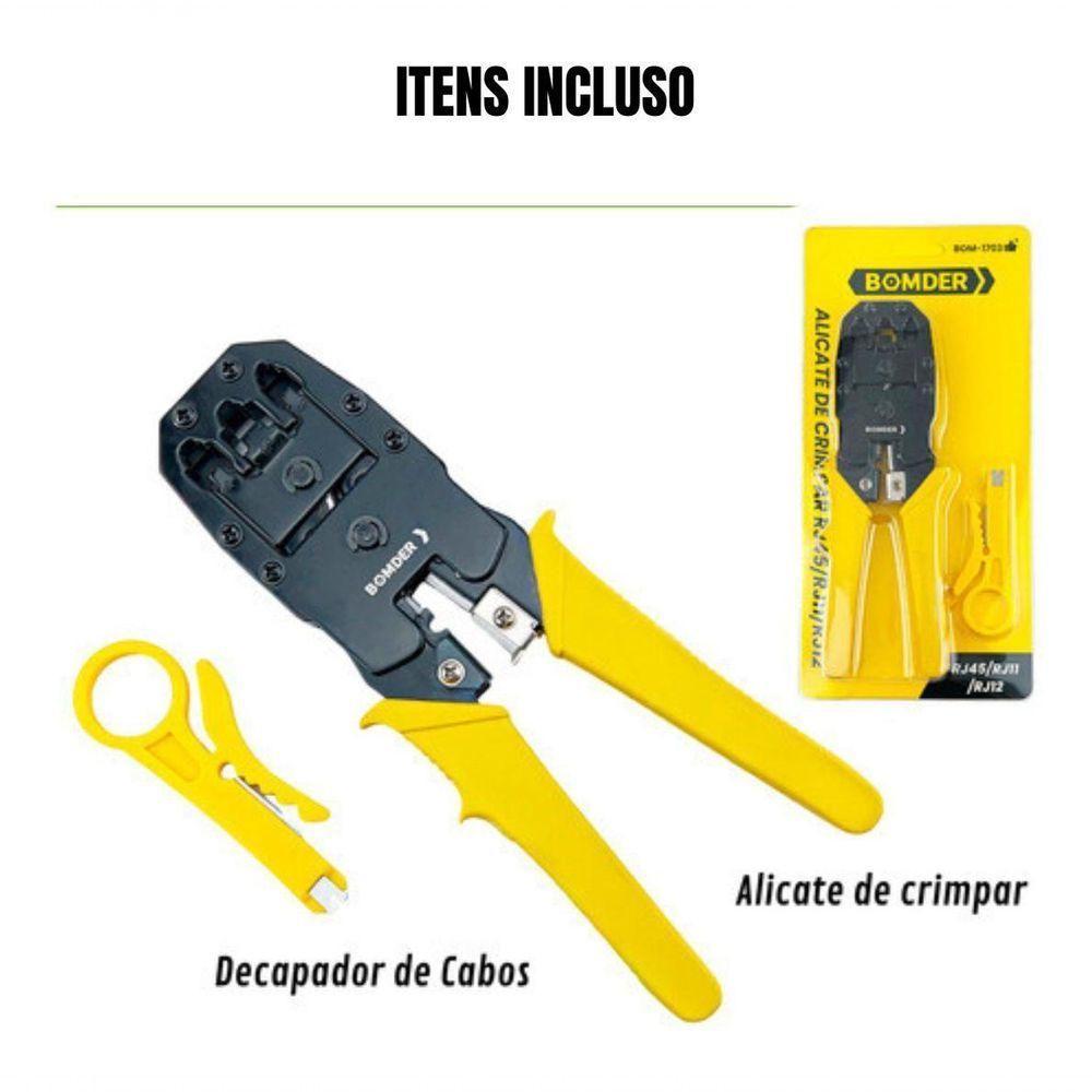 Alicate Crimpar Corte Decapador Cabo De Rede Rj11 Rj12 Rj45 Bom-1703 - 8