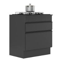 Balcão Cozinha Para Cooktop 70cm Com Rodapé 1 Porta 1 Gaveta Veneza Multimóveis V2118 Preto Preto - 1