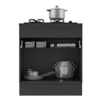 Balcão Cozinha Para Cooktop 70cm Com Rodapé 1 Porta 1 Gaveta Veneza Multimóveis V2118 Preto Preto - 3
