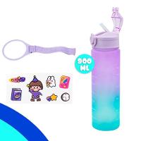 Garrafa Squeeze Água Galão 2L 900ML 300ML Degrade Adesivos 3D Degrade Lilás