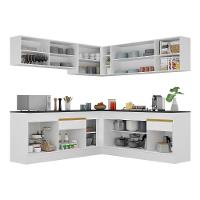 Cozinha Completa De Canto Mp2096 Com Armário E Balcão Branca