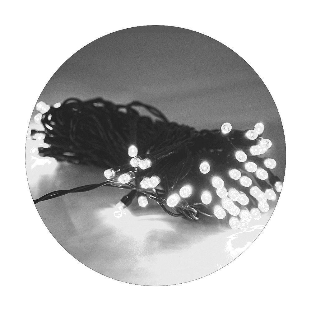 Cordão De Lampadas Led Pisca 10 Metros 80l Carregamento Solar Natal Branco - 1