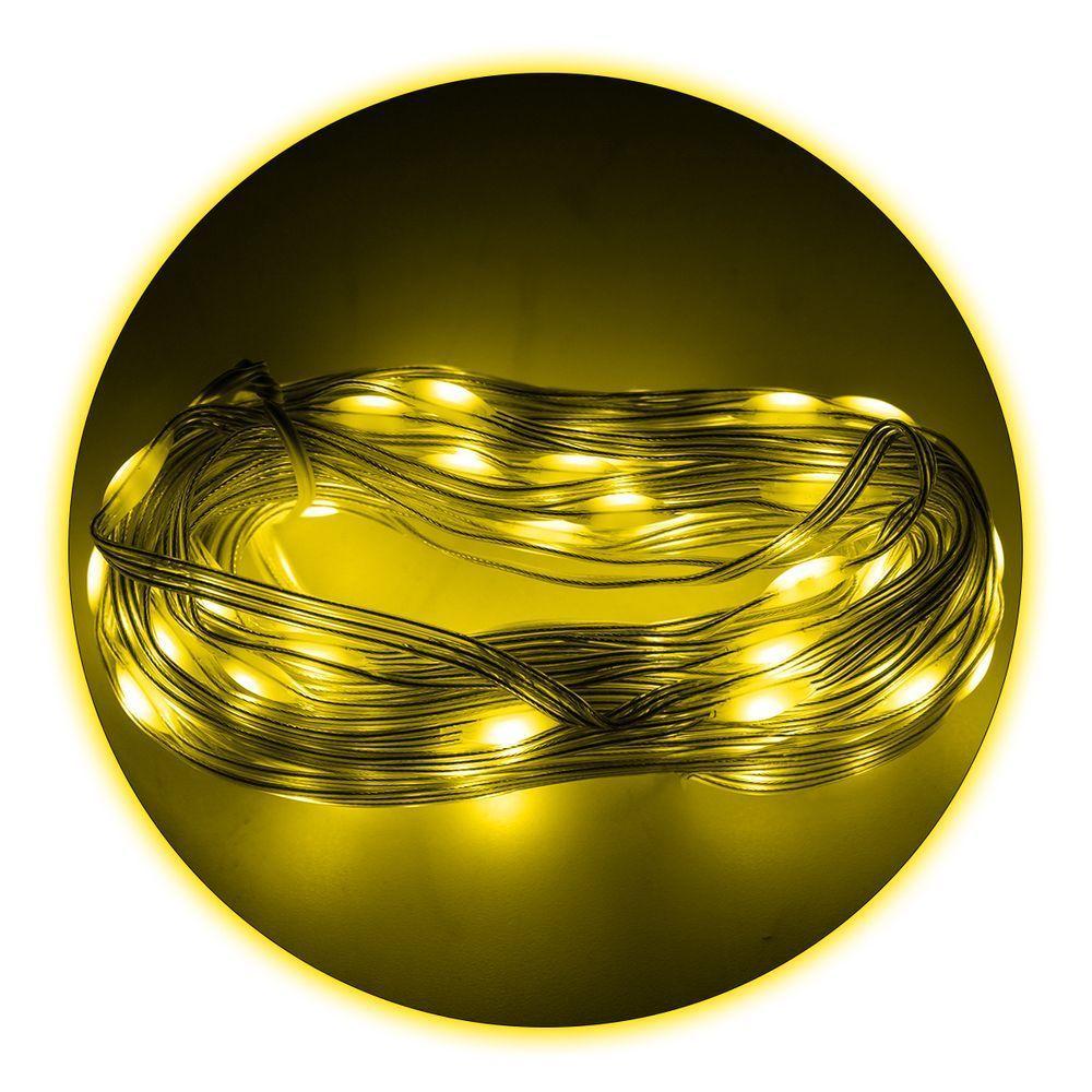 Led Pisca Linha Com 30 Metros Lâmpadas Tomada 8 Modos Natal Ano Novo Amarelo - 1