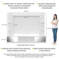 Rack com Painel Tv 65 Portas com Espelho Oslo Branco e Fumê