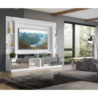 Estante Tv 65" Portas C/ Espelho Oslo Multimóveis V3390 Branca/Madeirada Branco/Madeirado - 2