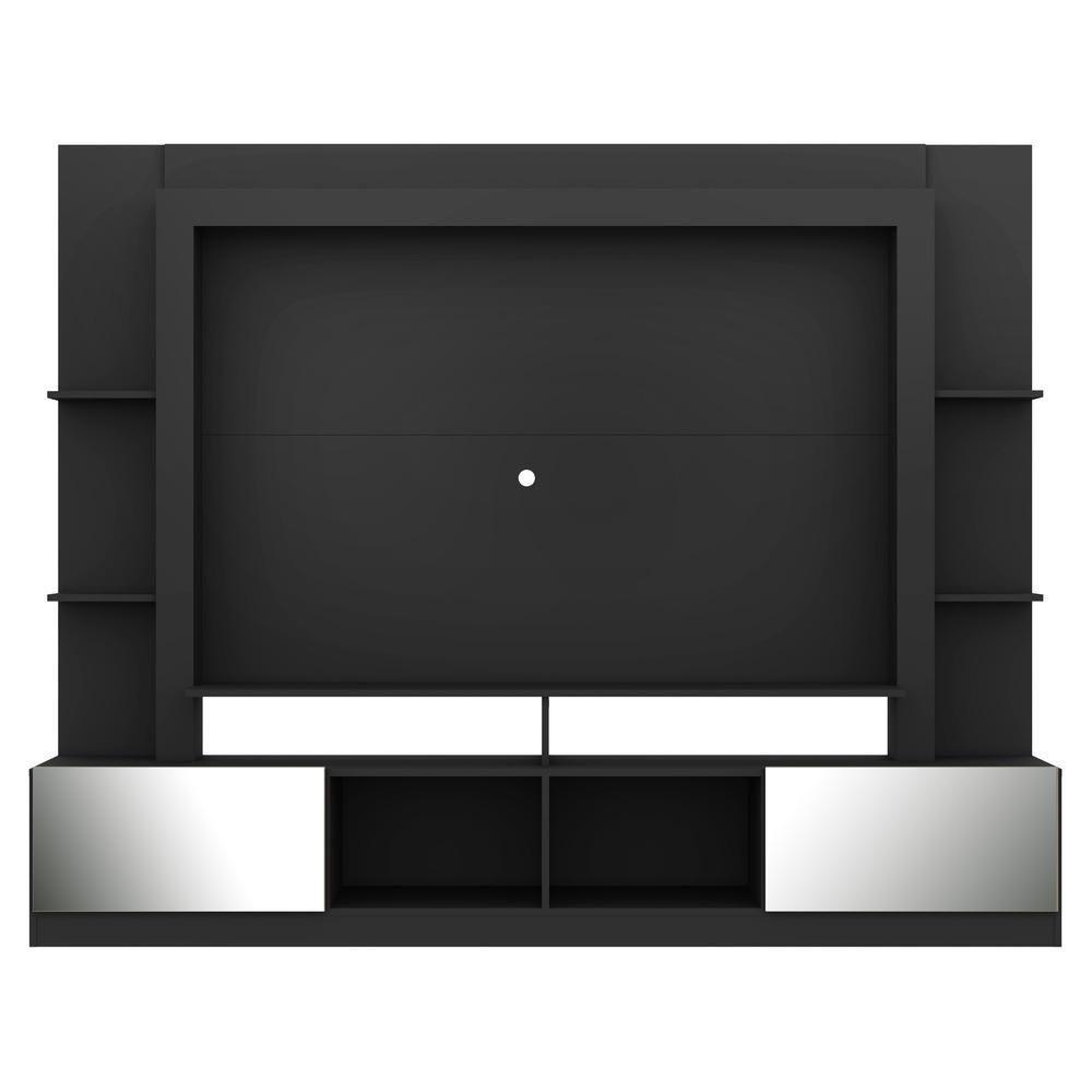 Estante Com Suporte Tv 65" Portas C/ Espelho Oslo Multimóveis V3382 Preta/Lacca Fumê - 3