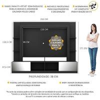 Estante Com Suporte Tv 65" Portas C/ Espelho Oslo Multimóveis V3382 Preta/Lacca Fumê - 6