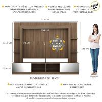 Estante Com Suporte Tv 65" Portas C/ Espelho Oslo Multimóveis V3382 Madeirada/Preta Madeirado/Preto - 11