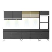 Armário De Cozinha Compacta 302cm Com Leds Veneza Up Multimóveis V2014 Preto/branco Preto/branco - 2