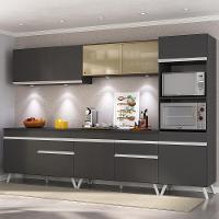 Armário De Cozinha Compacta 302cm Com Leds Veneza Up Multimóveis V2014 Preto/branco Preto/branco - 6