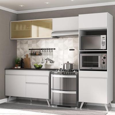Armário de Cozinha Compacta Mp3692 7 Portas 1 Gaveta MDP 252 cm Branco Retrô