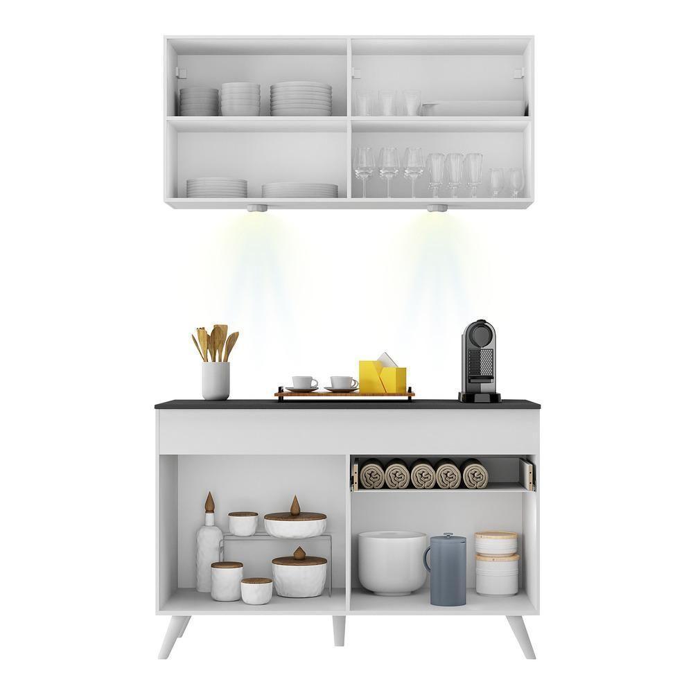 Armário De Cozinha Compacta 120cm Com Led Multimóveis Branco - 3
