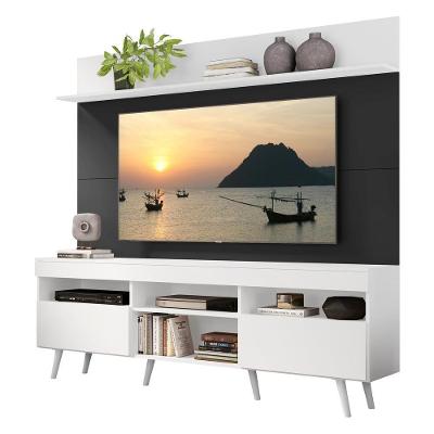 Rack Retrô Com Painel Tv 65" Madri Multimóveis V3371 Branco/Preto/Branco Branco/Preto/Branco