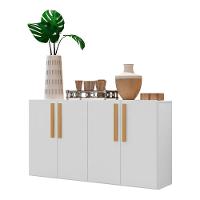 Aparador Buffet 4 Portas Suspenso Viena V3605 Branco/Natural - 1