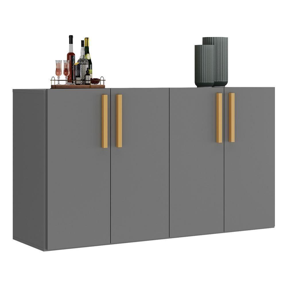 Aparador Buffet 4 Portas Suspenso Viena V3605 Grafite/Natural Grafite/Natural - 1
